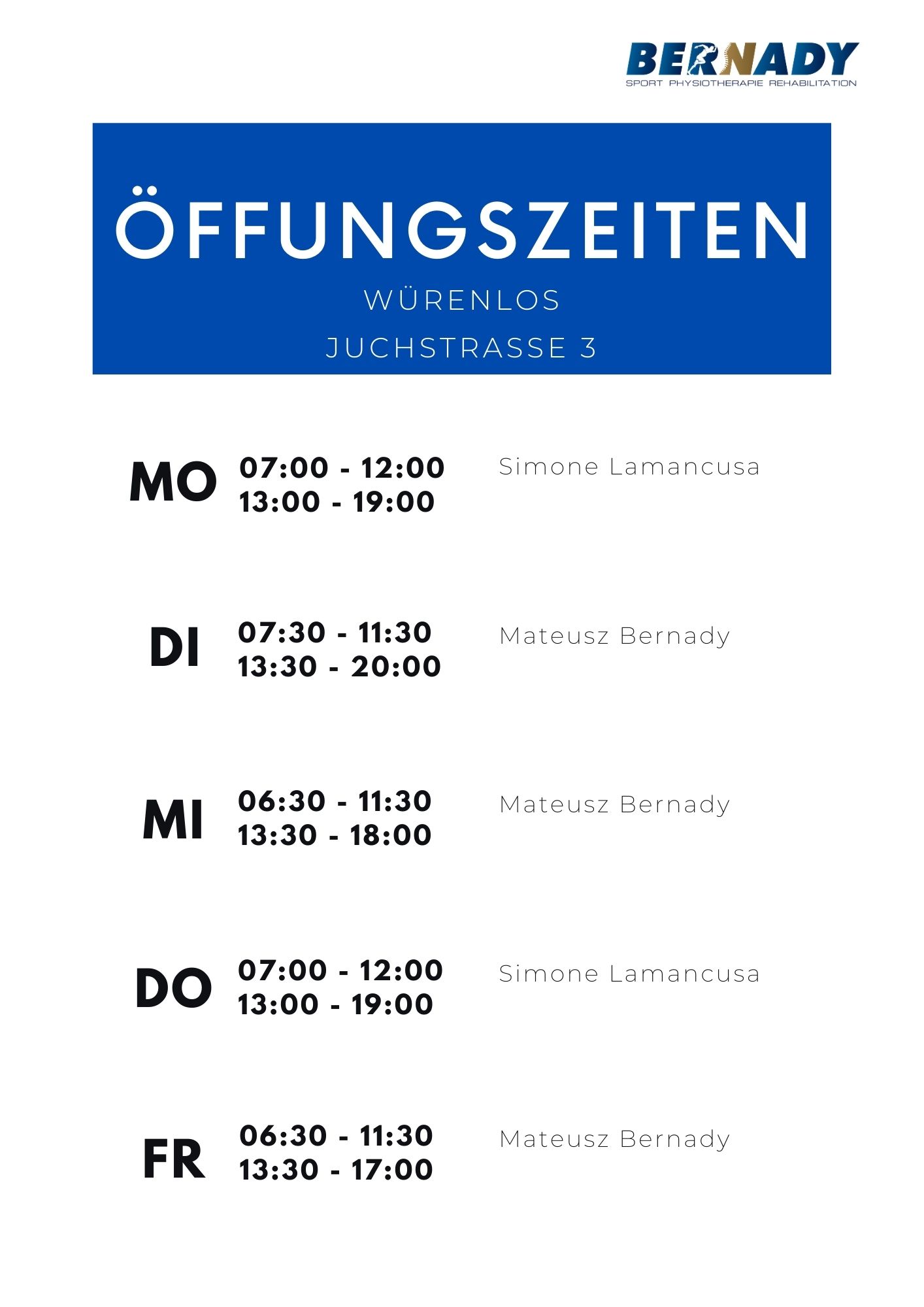 Öffungszeiten